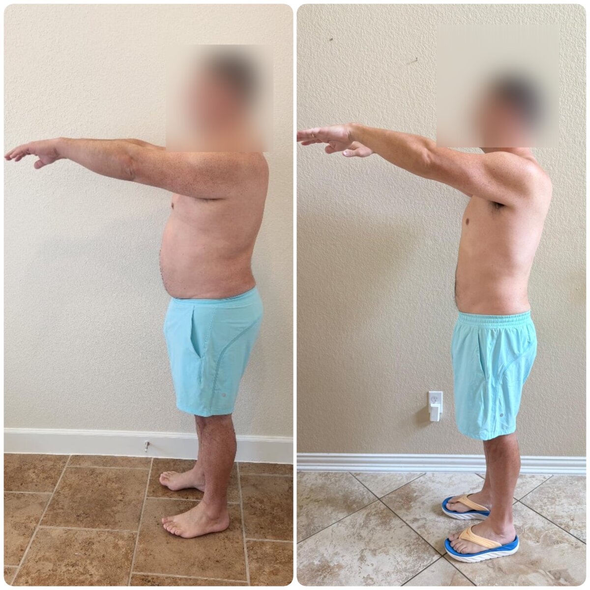 Weight loss before and after - side profile